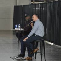 Photo of Ben Wallace and interviewer